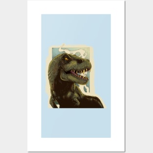 digital illustration t rex dinosaur Posters and Art